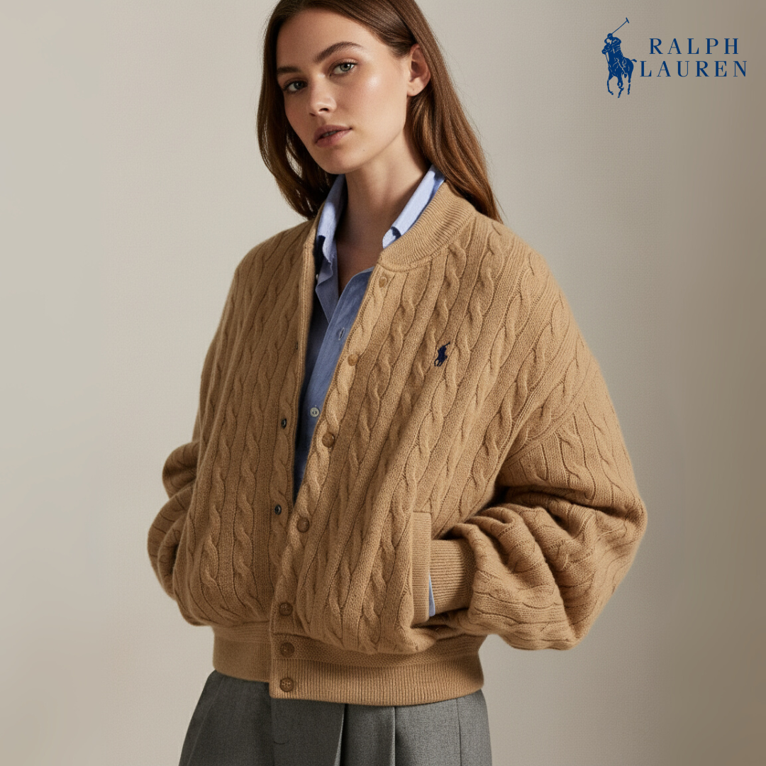 Zopfmuster-Bomberjacke aus Wolle-Kaschmir