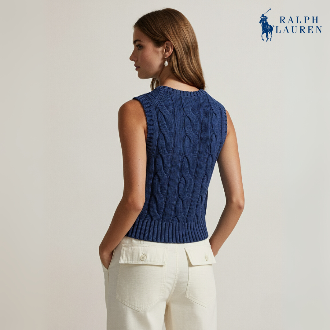 Zopfmuster-Weste aus Baumwolle, kurz geschnitten